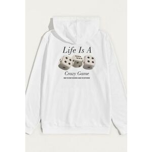 Mikina s Kapucí, Barva Bílá, s Potiskem Life Is A Game obraz