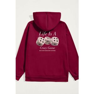 Mikina s Kapucí, Barva Bordó, s Potiskem Life Is A Game obraz