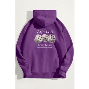 Mikina s Kapucí, Barva Fialová , s Potiskem Life Is A Game obraz