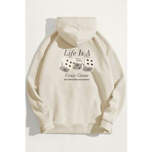 Mikina s Kapucí, Barva Ekru, s Potiskem Life Is A Game obraz