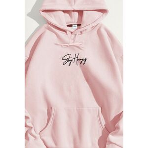 Mikina s Kapucí, Barva Růžová, s Potiskem Stay Hungry obraz