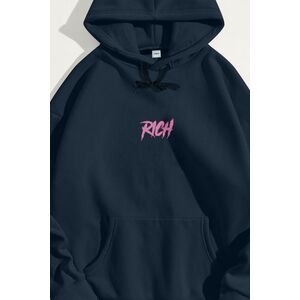 Mikina s Kapucí, Barva Modrá, s Potiskem Get Rich obraz