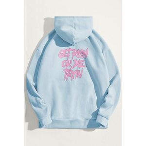 Mikina s Kapucí, Barva Nebesky Modrá , s Potiskem Get Rich obraz