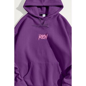 Mikina s Kapucí, Barva Fialová , s Potiskem Get Rich obraz