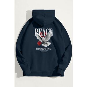 Mikina s Kapucí, Barva Modrá, s Potiskem The World Is Yours obraz