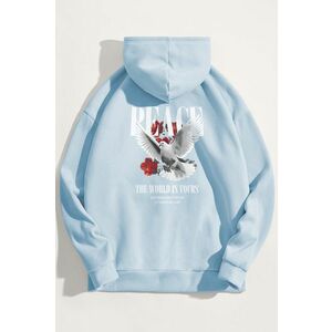 Mikina s Kapucí, Barva Nebesky Modrá , s Potiskem The World Is Yours obraz