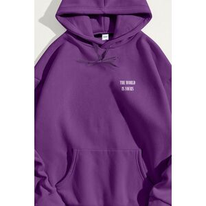 Mikina s Kapucí, Barva Fialová , s Potiskem The World Is Yours obraz