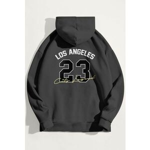 Mikina s Kapucí, Barva Železitě Šedá, s Potiskem LA City Legend obraz