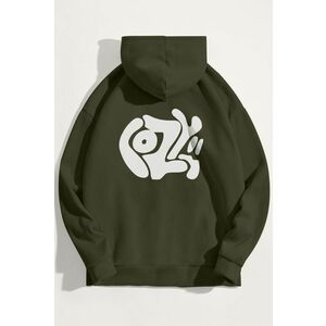 Mikina s Kapucí, Barva Khaki, s Potiskem Cozy obraz