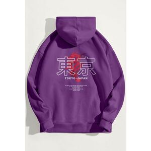 Mikina s Kapucí, Barva Fialová , s Potiskem Japanese Dragon obraz