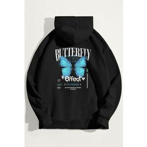 Mikina s Kapucí, Barva Černá, s Potiskem Butterfly Effect obraz
