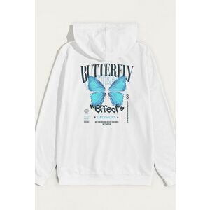Mikina s Kapucí, Barva Bílá, s Potiskem Butterfly Effect obraz