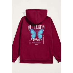 Mikina s Kapucí, Barva Bordó, s Potiskem Butterfly Effect obraz