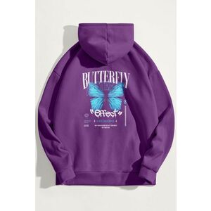 Mikina s Kapucí, Barva Fialová , s Potiskem Butterfly Effect obraz