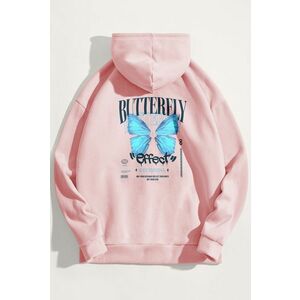 Mikina s Kapucí, Barva Růžová, s Potiskem Butterfly Effect obraz