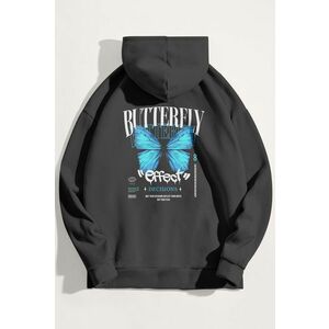 Mikina s Kapucí, Barva Železitě Šedá, s Potiskem Butterfly Effect obraz