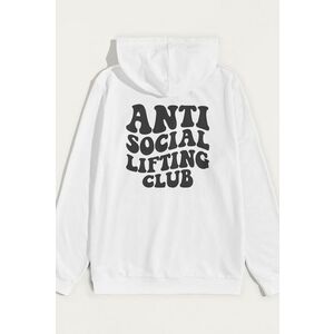 Mikina s Kapucí, Barva Bílá, s Potiskem Antisocial Lifting Club obraz
