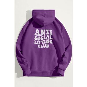 Mikina s Kapucí, Barva Fialová , s Potiskem Antisocial Lifting Club obraz