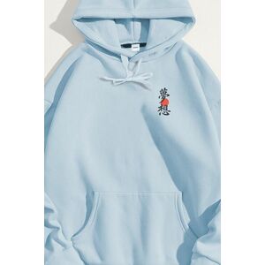 Mikina s Kapucí, Barva Nebesky Modrá , s Potiskem Koi Fish obraz