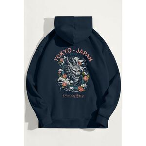 Mikina s Kapucí, Barva Modrá, s Potiskem Blue Dragon Japan obraz