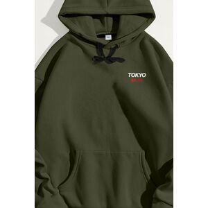 Mikina s Kapucí, Barva Khaki, s Potiskem Blue Dragon Japan obraz