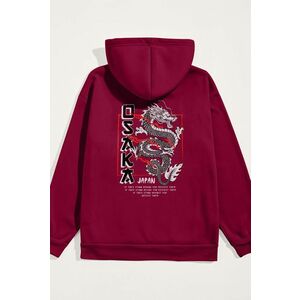 Mikina s Kapucí, Barva Bordó, s Potiskem Osaka obraz