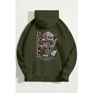 Mikina s Kapucí, Barva Khaki, s Potiskem Osaka obraz