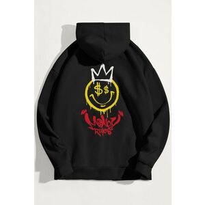 Mikina s Kapucí, Barva Černá, s Potiskem Money Rules obraz