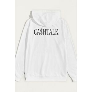Mikina s Kapucí, Barva Bílá, s Potiskem Cashtalk obraz