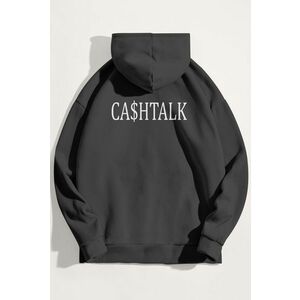 Mikina s Kapucí, Barva Železitě Šedá, s Potiskem Cashtalk obraz