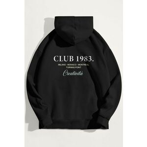 Mikina s Kapucí, Barva Černá, s Potiskem Club 1983 obraz