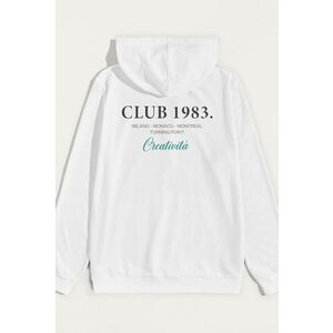 Mikina s Kapucí, Barva Bílá, s Potiskem Club 1983 obraz