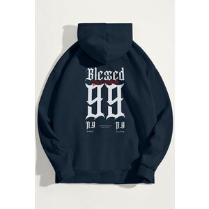 Mikina s Kapucí, Barva Modrá, s Potiskem Bad Habits obraz