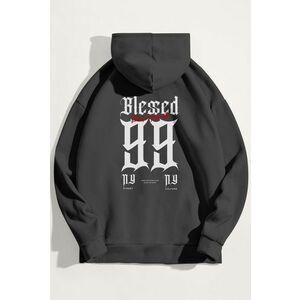 Mikina s Kapucí, Barva Železitě Šedá, s Potiskem Bad Habits obraz