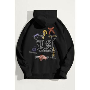 Mikina s Kapucí, Barva Černá, s Potiskem Authentic Los Angeles obraz