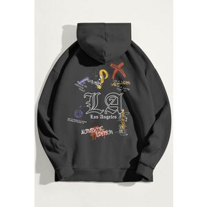 Mikina s Kapucí, Barva Železitě Šedá, s Potiskem Authentic Los Angeles obraz