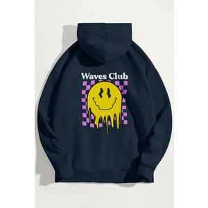 Mikina s Kapucí, Barva Modrá, s Potiskem Waves Club obraz