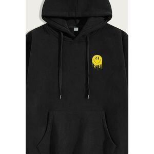Mikina s Kapucí, Barva Černá, s Potiskem Waves Club obraz