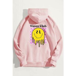 Mikina s Kapucí, Barva Růžová, s Potiskem Waves Club obraz