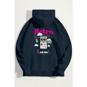 Mikina s Kapucí, Barva Modrá, s Potiskem 90s Retro Culture obraz