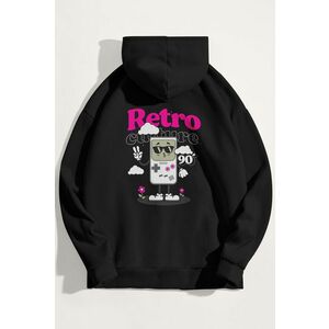 Mikina s Kapucí, Barva Černá, s Potiskem 90s Retro Culture obraz