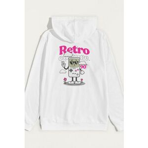 Mikina s Kapucí, Barva Bílá, s Potiskem 90s Retro Culture obraz