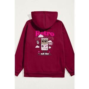 Mikina s Kapucí, Barva Bordó, s Potiskem 90s Retro Culture obraz
