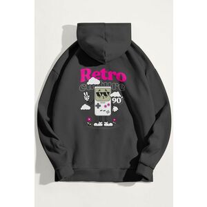 Mikina s Kapucí, Barva Železitě Šedá, s Potiskem 90s Retro Culture obraz