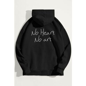 Mikina s Kapucí, Barva Černá, s Potiskem No Heart No Art obraz