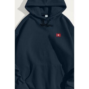 Mikina s Kapucí, Barva Modrá, s Potiskem Saint Moritz obraz