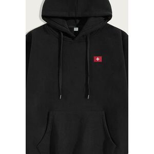 Mikina s Kapucí, Barva Černá, s Potiskem Saint Moritz obraz