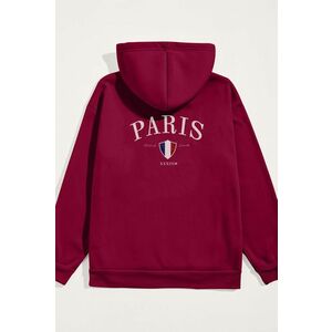 Mikina s Kapucí, Barva Bordó, s Potiskem Paris XXXIII Bold obraz