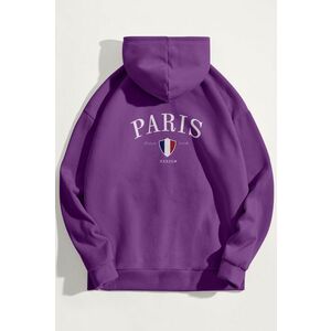Mikina s Kapucí, Barva Fialová , s Potiskem Paris XXXIII Bold obraz