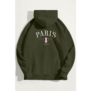 Mikina s Kapucí, Barva Khaki, s Potiskem Paris XXXIII Bold obraz